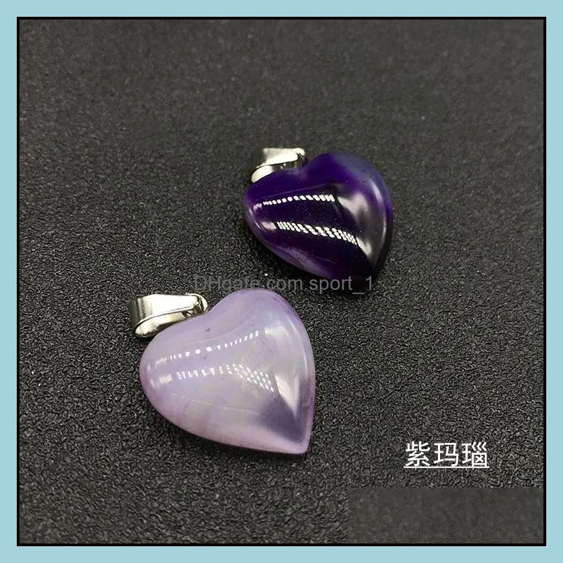 purple red stripe agate heart charms pendants for diy earrings necklace jewelry making