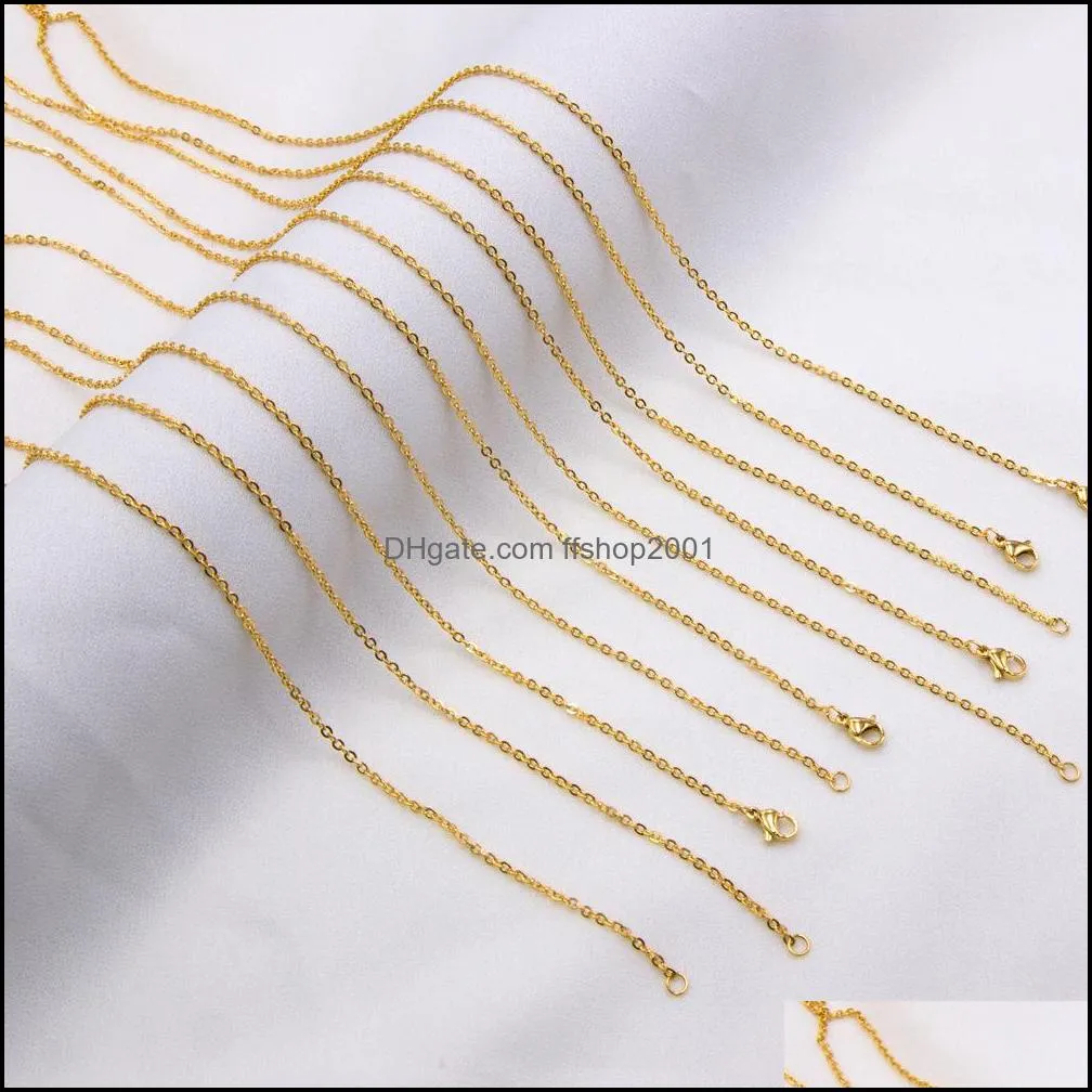 45cm stainless steel 18k gold plated chain necklace wholesal o chains fit diy pendant jewelry making bulk