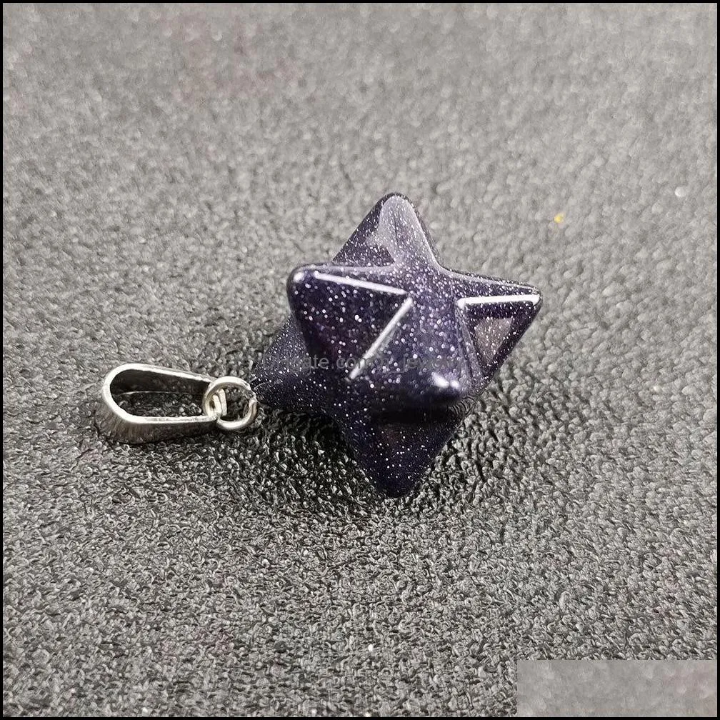 14mm merkaba hexagram star qaurtz chakra stone charms energy healing reiki crystal carvings pendant for jewelry makin hjewelry