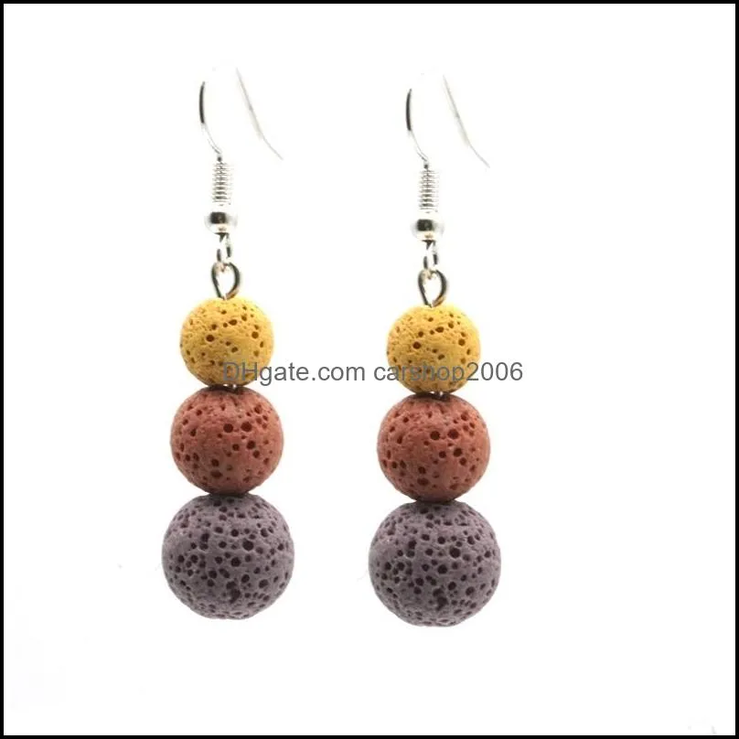 8mm 10mm 12mm colorful lava stone charms earrings diy aromatherapy essential oil diffuser jewelry women volcanic beads earring