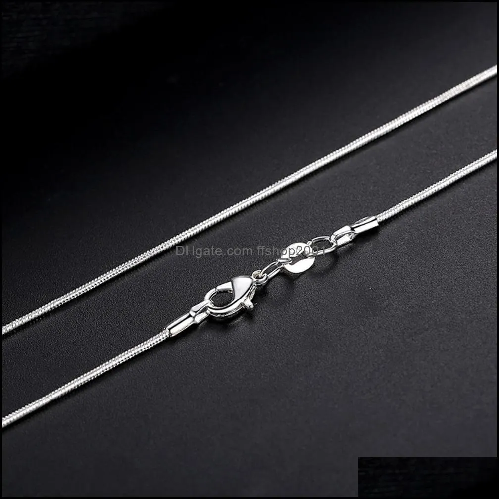 1.2mm 925 sterling silver plated smooth snake chains women necklaces jewelry size 16 18 20 22 24 26 28 30 inch wholesale