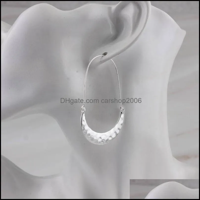 simple designer faceted metal crescent frame charms earrings for women dangle earring boutique jewelry christmas gifts
