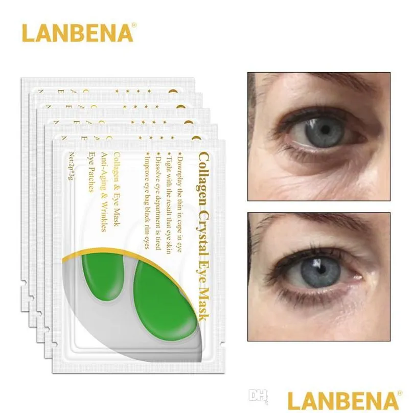 lanbena 1 pair crystal collagen eye mask eyees eye pads for repair dark circles remove gel mask