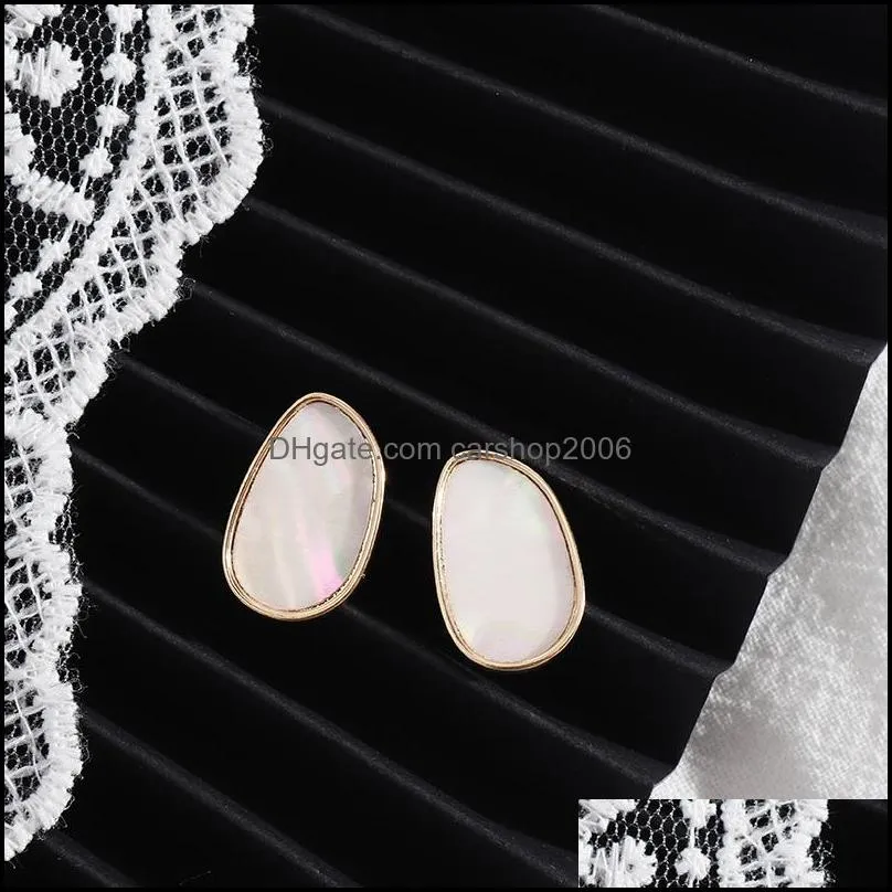 oval abalone shell paper stud earrings mini brand geometric simple earrings for women jewelry