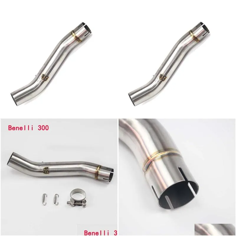 motorcycle exhaust system slip on middle link pipe mid connect tube stainless steel for benelli300 all years