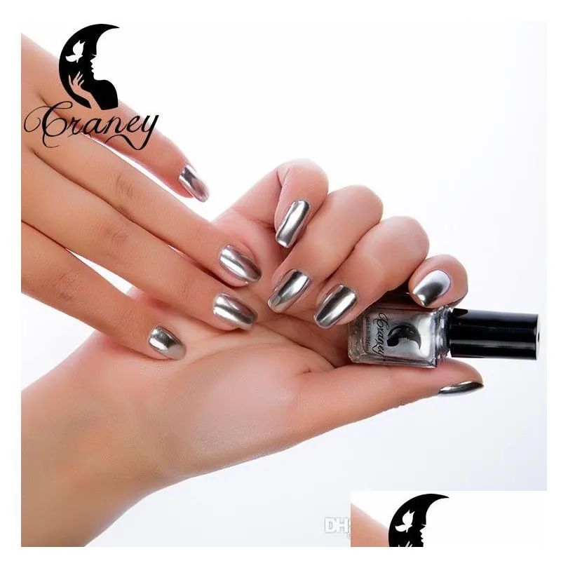 craney brand 6ml mirror nail polish plating silver paste metal color stainless steel mirror silver nail polish for nail art