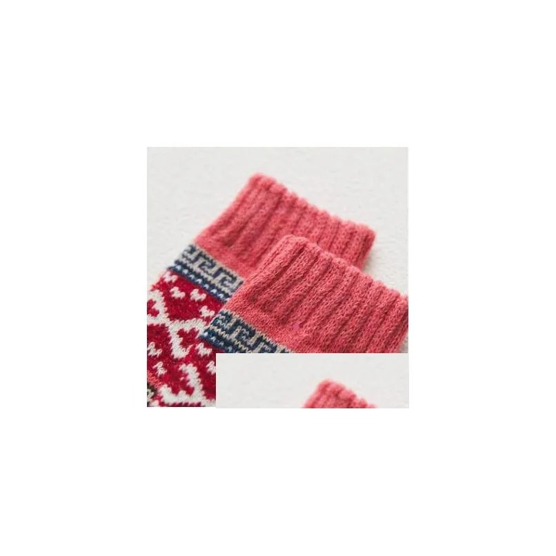 winter thermal socks vintage colorful stockings wool knit christmas kneehigh socks hosiery chaussettes fashion cotton casual anklet