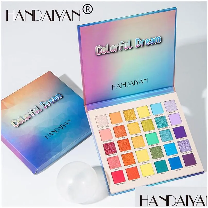 handaiyan 30 colors glitter eye shadow palette colorful dream pigmented shimmer powder matte luminous eyes makeup set