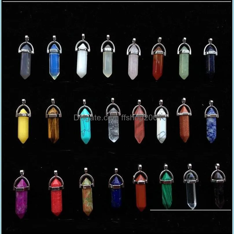 healing hexagonal column crystal natural stone charms pendant fit diy bullet quartz necklace women men fashion jewelry