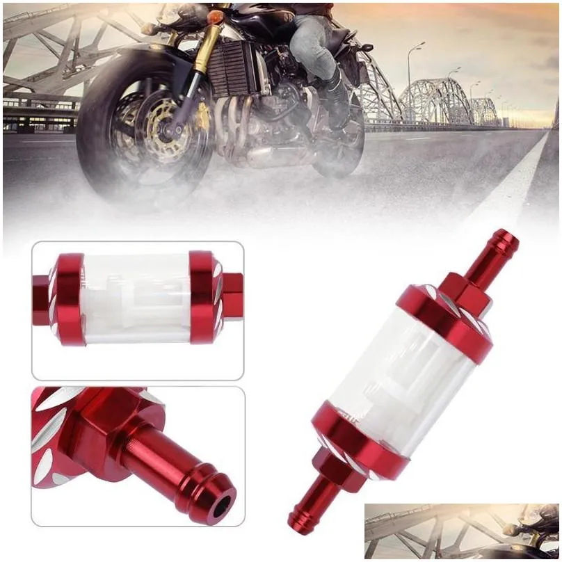 parts 8mm 5 color cnc aluminum alloy glass motorcycle gas fuel gasoline oil filter moto accessories for atv dirt pit bike motocross