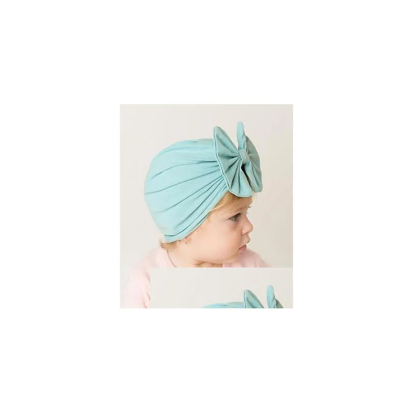 15 colors newest baby hats caps with knot decor kids girls hair accessories turban knot head wraps kids children winter spring beanie