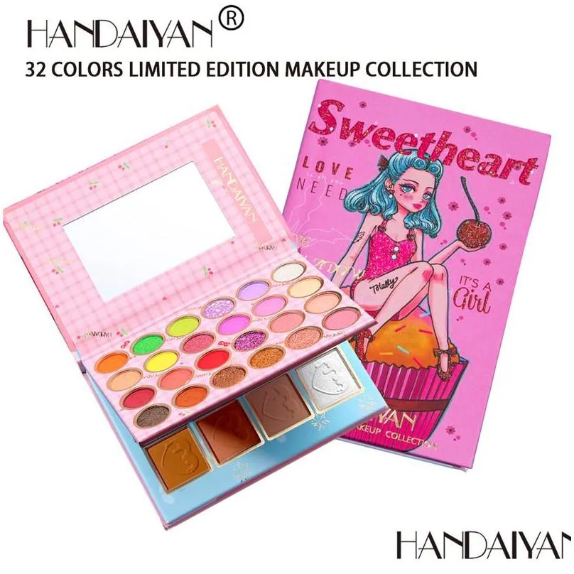 handaiyan 32 colors eyeshadow blush powder makeup pallete face contour highlighter blusher makeup eye shadow cosmetics