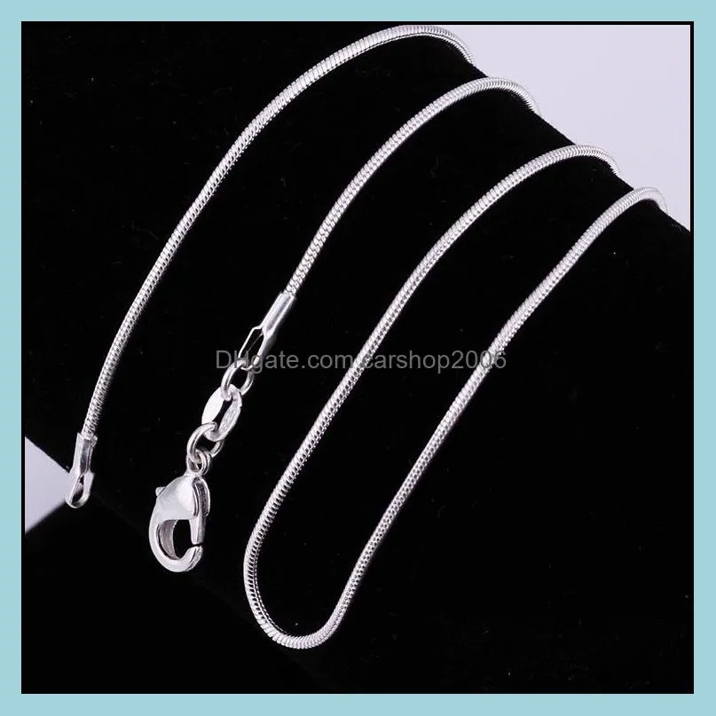 1mm 925 sterling silver plated smooth snake chains women necklaces jewelry size 16 18 20 22 24 26 28 30 inch wholesale