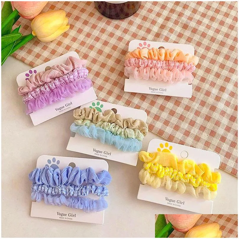 pure silk skinnies small scrunchie set hair bow ties ropes bands skinny scrunchy elastics ponytail holders for women girls 48pcs