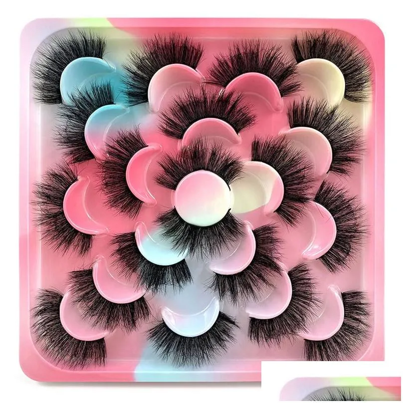 10 pairs 3d mink messy fluffy eyelashes pack long makeup faux cils natural false eye lashes extension lash packaging