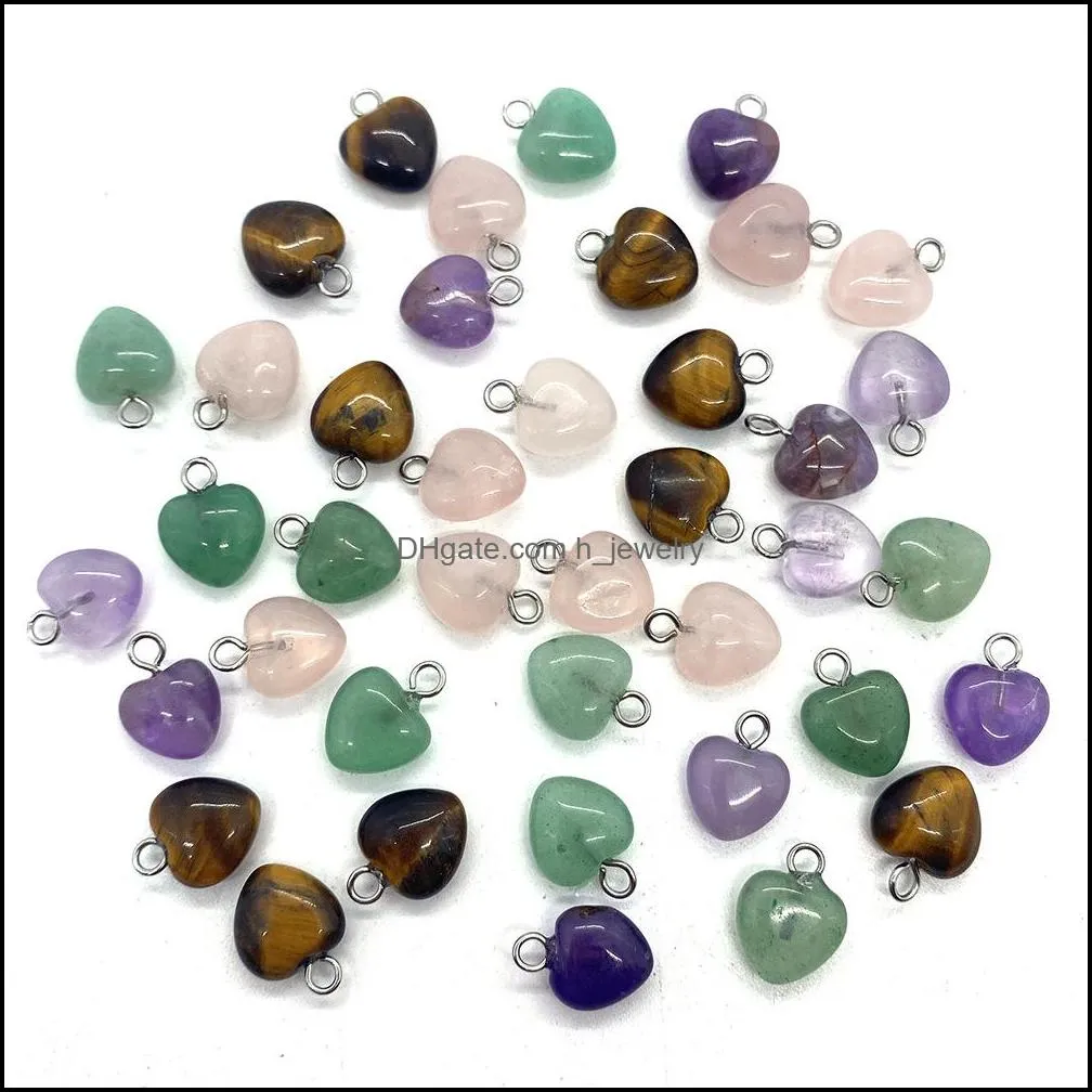 10mm mini natural crystal agate stone love heart charms rose quartz pendants trendy for jewelry making hjewelry