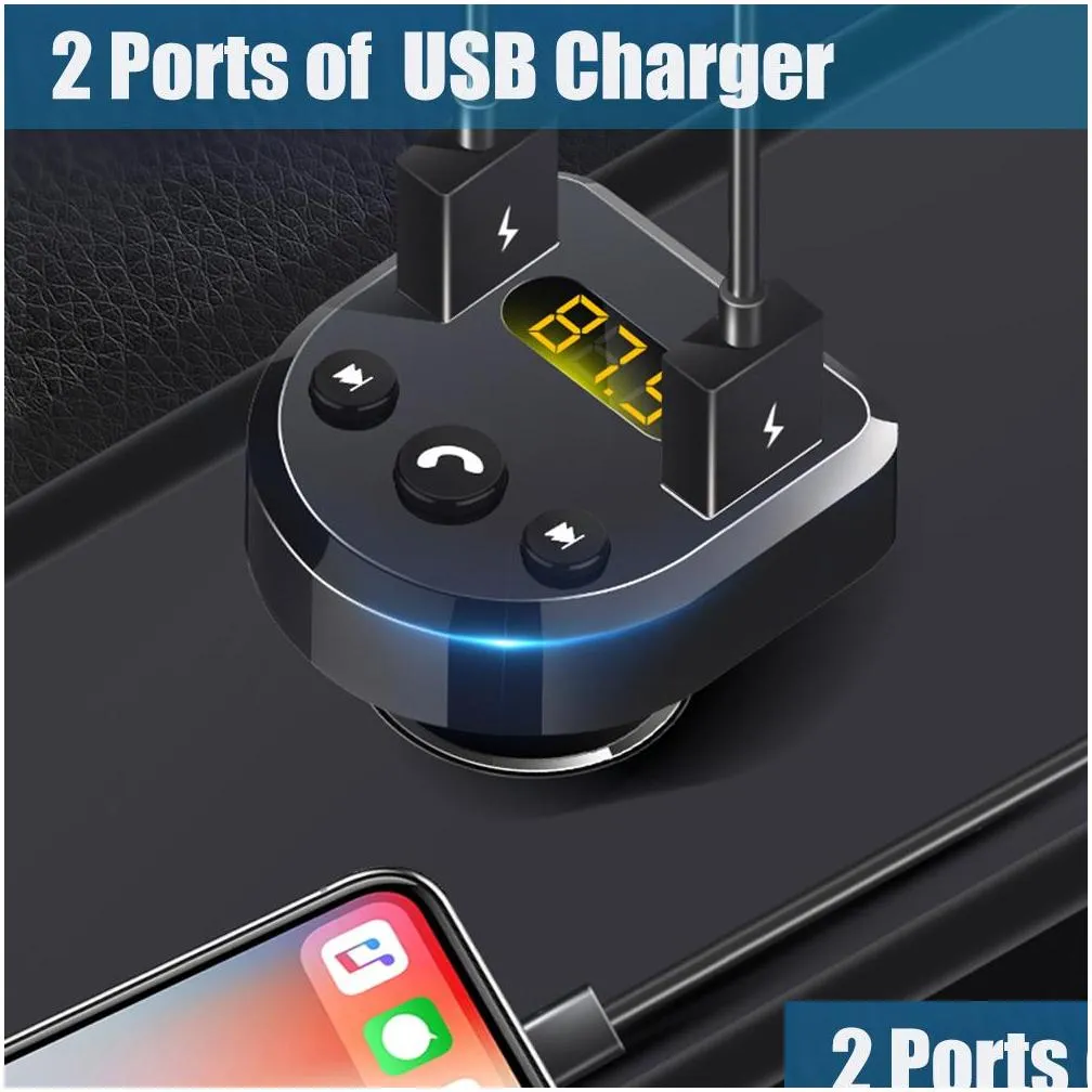 wireless hands bluetooth 5.0 fm transmitter car mp3 player voltage detection dual usb  support u disk