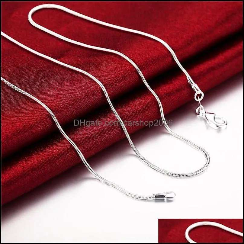 1mm 925 sterling silver plated smooth snake chains women necklaces jewelry size 16 18 20 22 24 26 28 30 inch wholesale