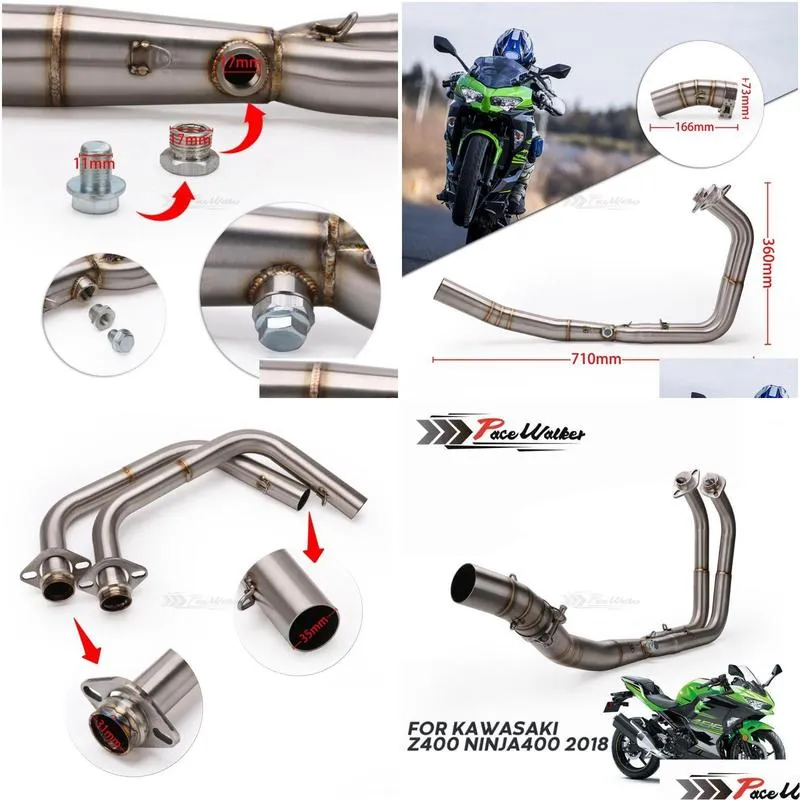 motorcycle exhaust full systems header pipe front link pipe 51mm slipon exhaust for ninja 400 z400 2020 20201