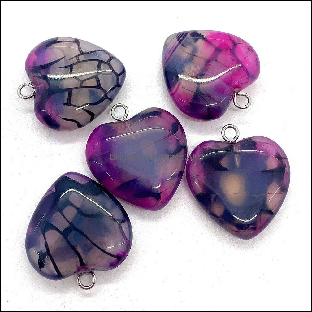 20mm dragon stripped agate stone love heart charms pendants trendy for jewelry making ffshop2001