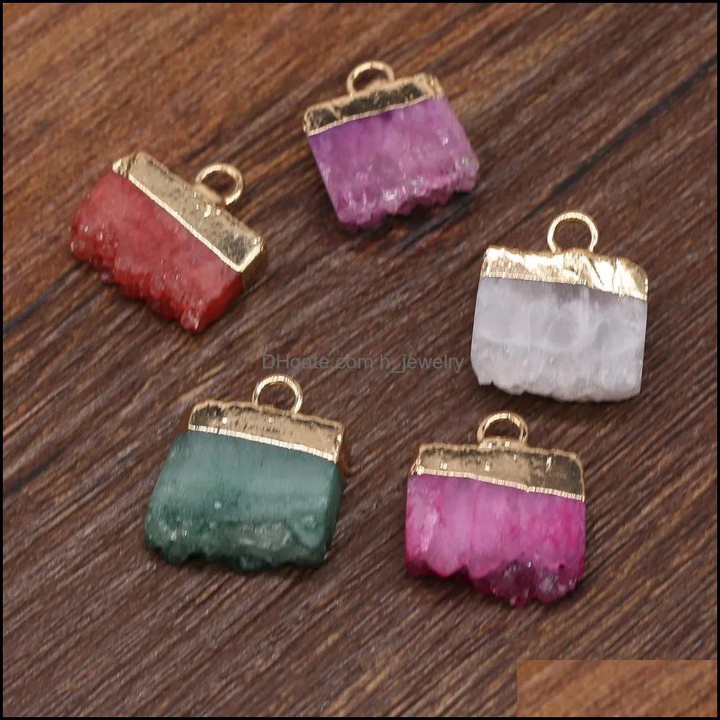 irregular cluster druzy drusy charms quartz healing reiki crystal pendant diy necklace earrings women fashion jewelry finding hjewelry