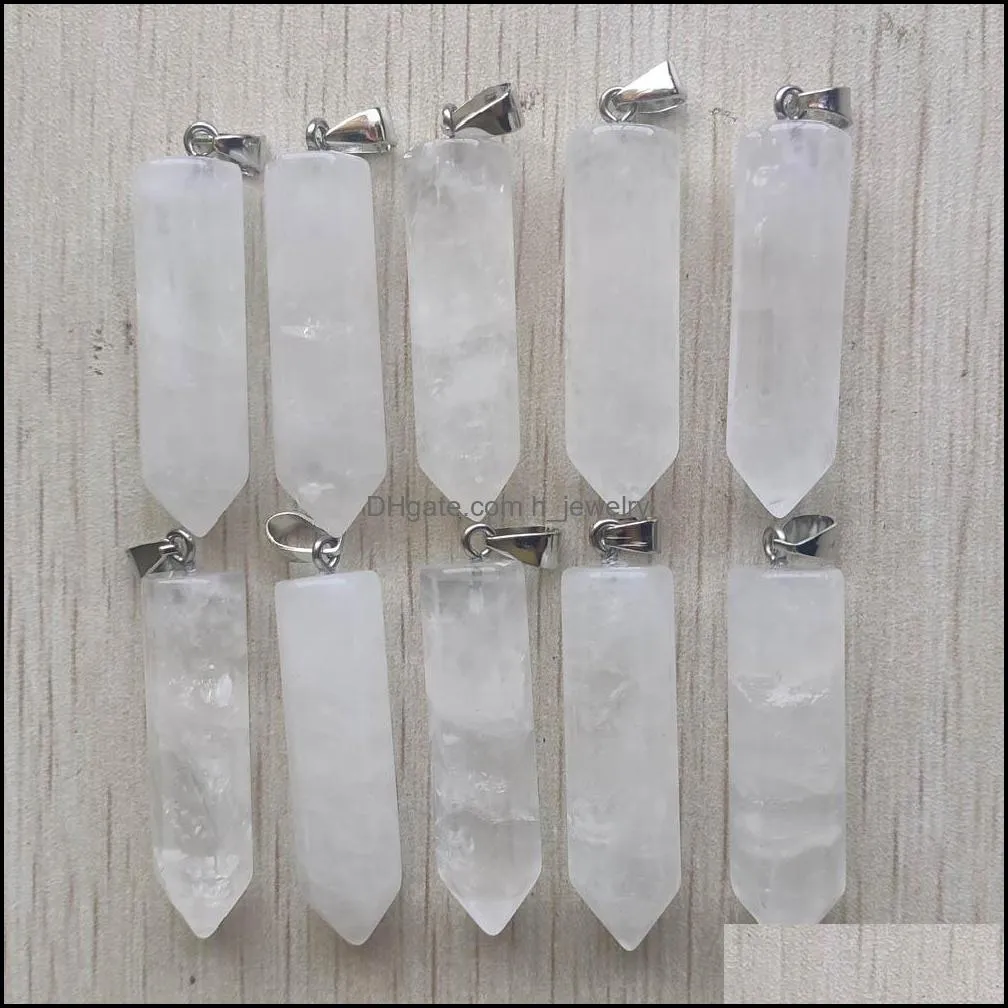 39x10mm beautiful amethyst natural rose quartz charms white crystal fluorite labradorite stone pillar pendant for jewelry hjewelry