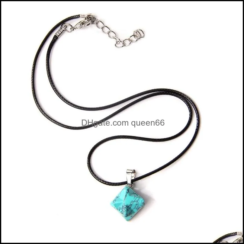 reiki natural stone hexagram pendant quartz crystal turquoises tiger eye opal aventurine donuts pendant leather chains necklace for women