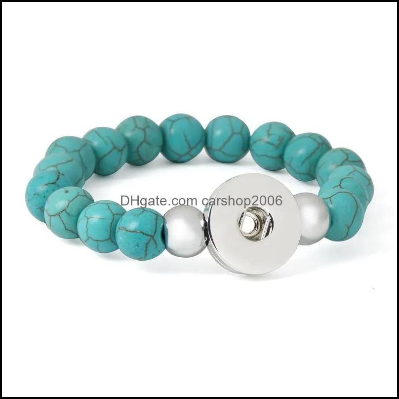 noosa snap bracelet jewelry 10mm turquoise beads ginger snap buttons chunk charm bangle fit diy 18mm snaps classic