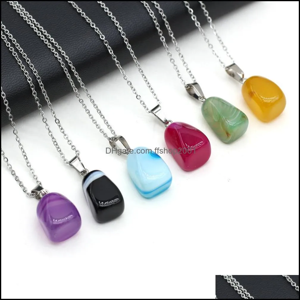 irregular stripped agate reiki healing crystal pendant energy stone quartz necklaces fashion women men jewelry wholesale