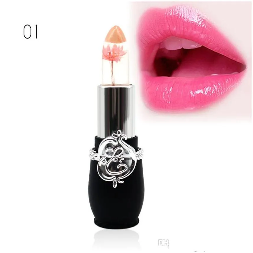 crystal flower jelly lipstick teperature changing color lip stick batom transparent lip pigment tint lips makeup maquiagem balm