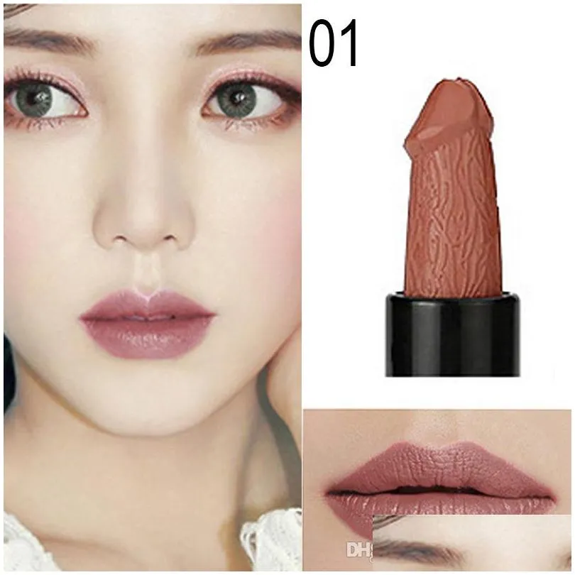 6colors lipstick mushroom pecker lipstick penis willy shaped lip hens night party makeups long lasting matte lipstick