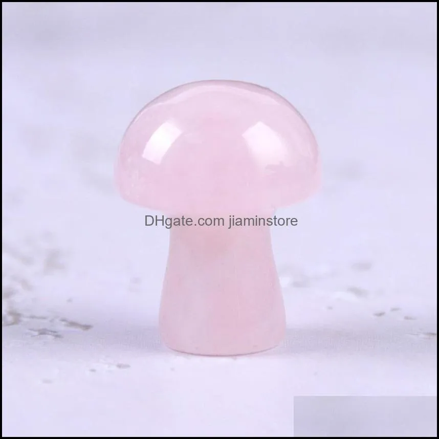 20mm rose quartz mini mushroom plant statue natural stone carving home decoration crystal polishing ge jiaminstore