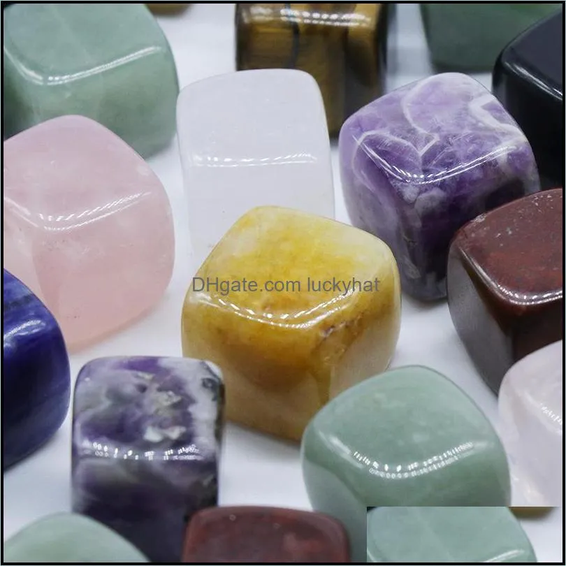 16mm cubic block statue natural stone carved decoration quartz hand polished healing crystal reiki trinket gift room ornamen luckyhat