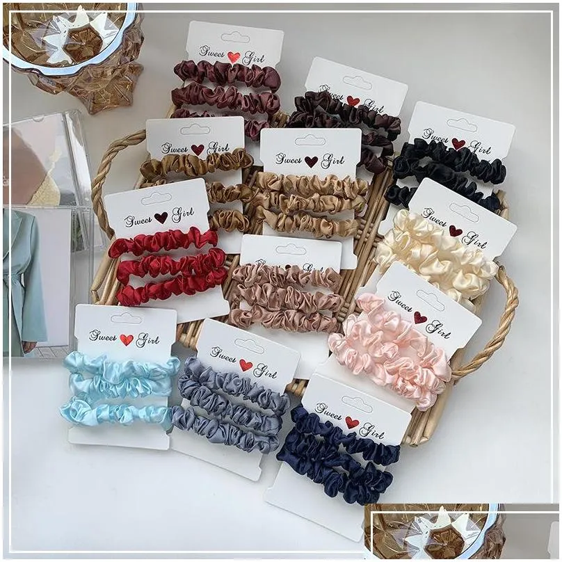 pure silk skinnies small scrunchie set hair bow ties ropes bands skinny scrunchy elastics ponytail holders for women girls 48pcs