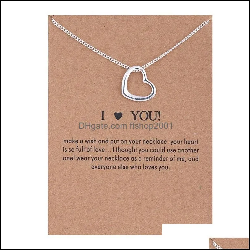 dogeared necklace with gift card i love you heart pendant for women gold color link fashion jewelry gift