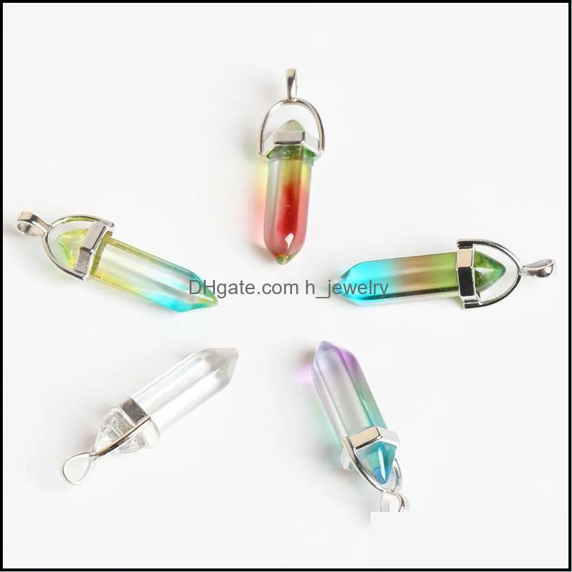 colorful glass charms hexagon pendants for jewelry making diy necklace earring gift hjewelry