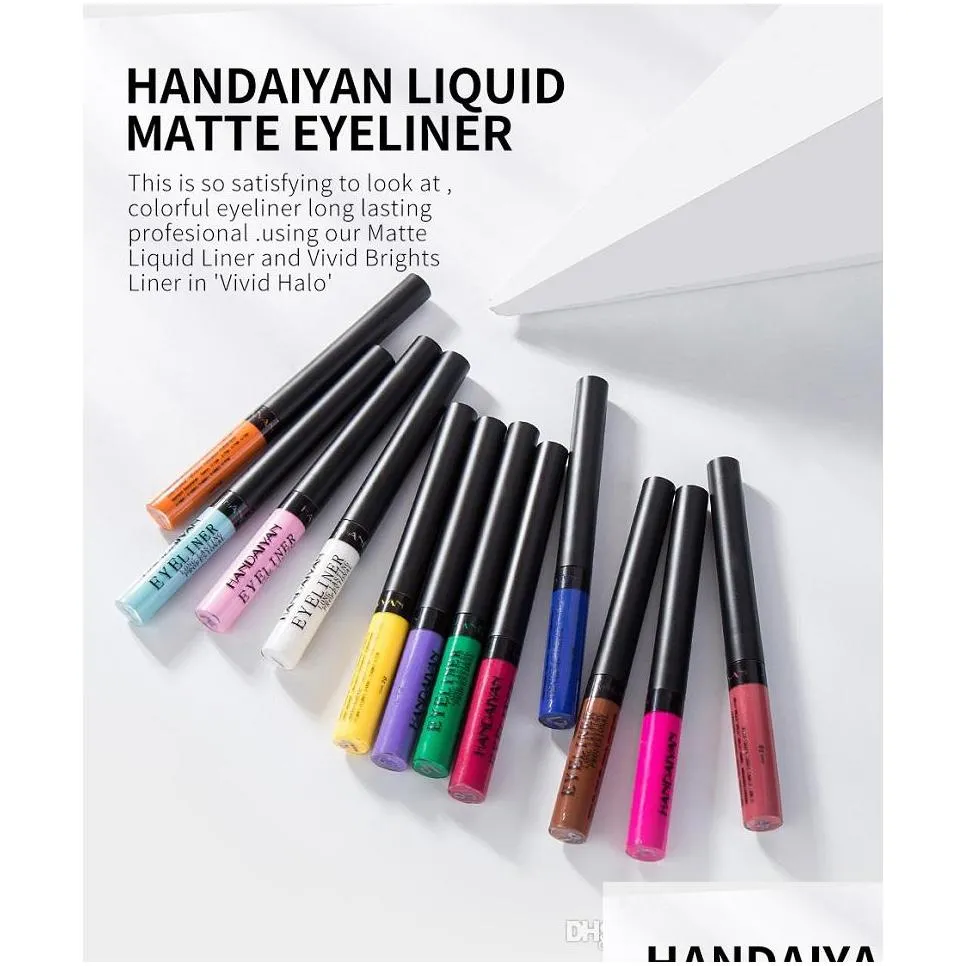 handaiyan 12 color matte eyeliner eyes makeup waterproof liner pour yeux white blue eye liner liquid for party matte eyeshadow