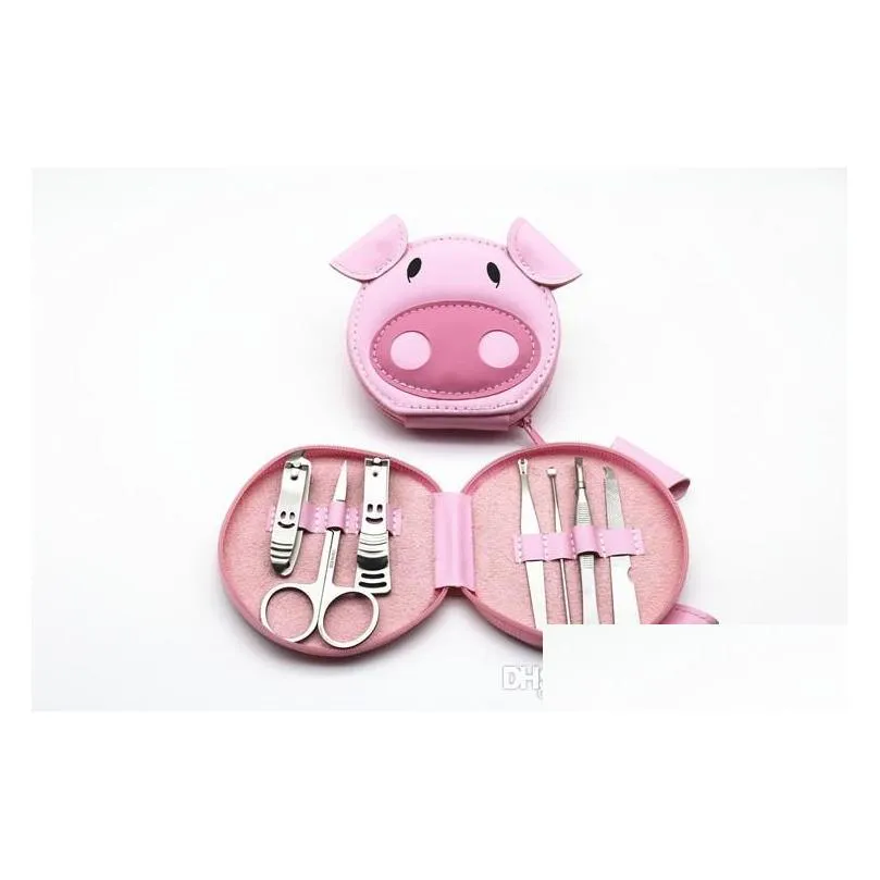 cute animals nail art manicure set nail clipper eyebrow scissor cliper ear spoon doubleheaded dead skin nipper kit