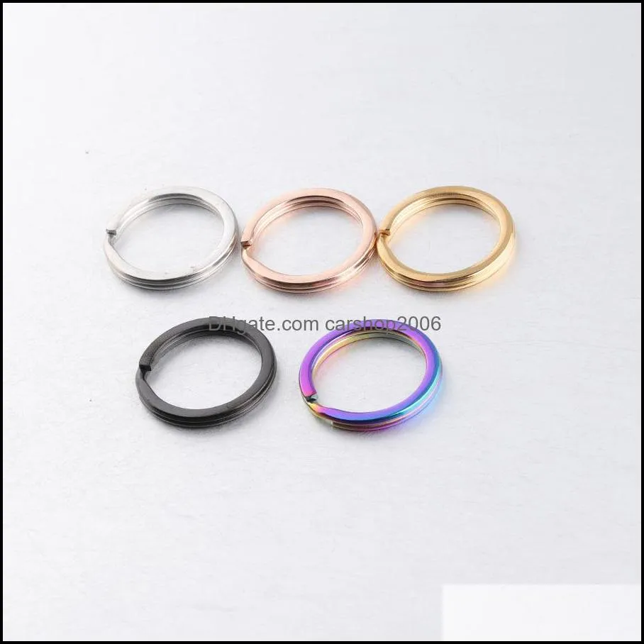 2x25mm rainbow round circle gold silver color keychains metal key chain ring split rings unisex keyring keyfob holder accessories diy