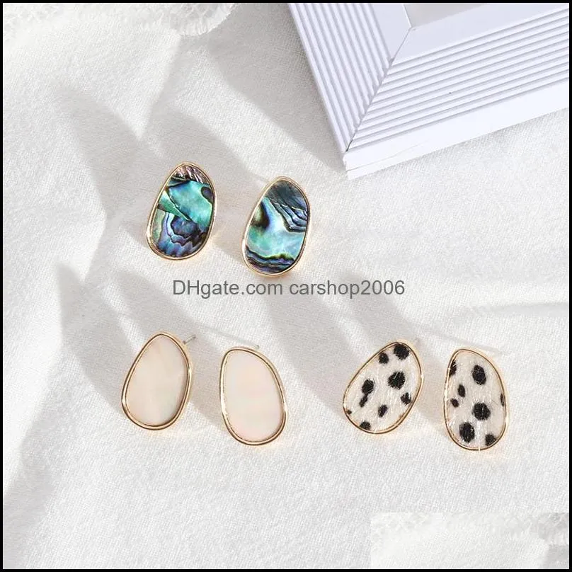 oval abalone shell paper stud earrings mini brand geometric simple earrings for women jewelry