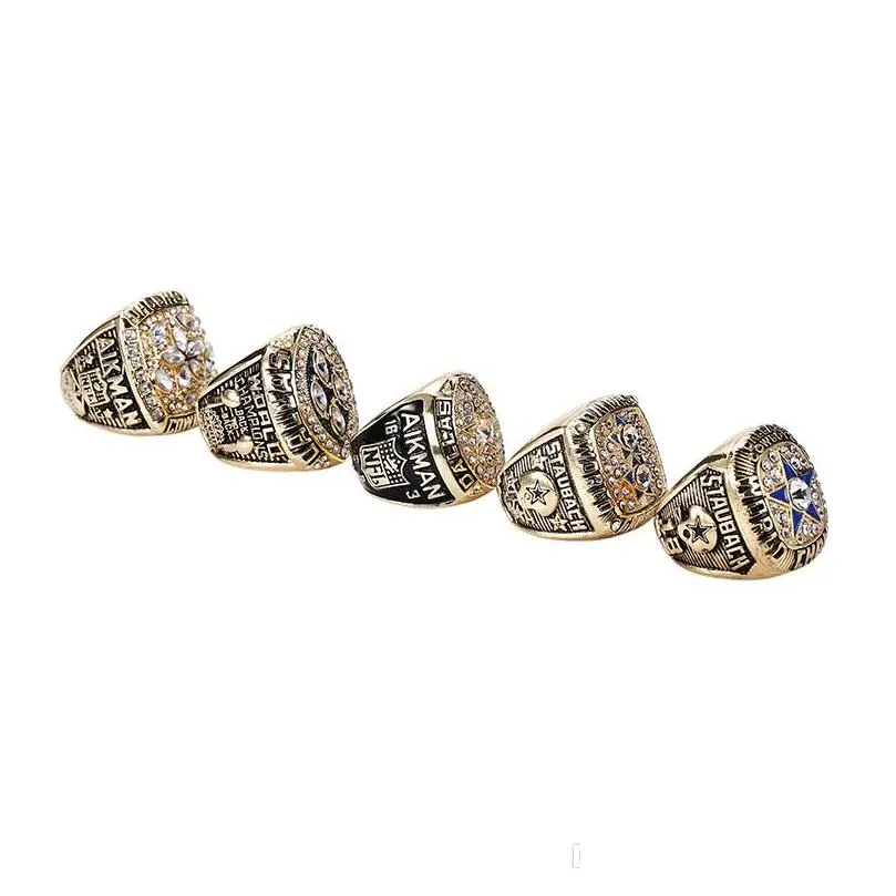 5pcs 1971 1977 1992 1993 1995 cowboys championship ring size 11 souvenir men fan gift wholesale