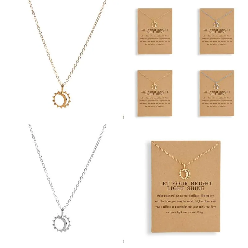 fashion sun necklaces pendants gold color alloy pendant necklace wish card jewelry for women girl jewelry birthday gift