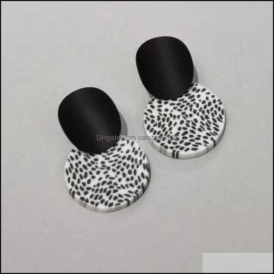 trendy unique polymer clay charms leopard drop earrings for women cute multicolor round pendant dangle earring jewelry