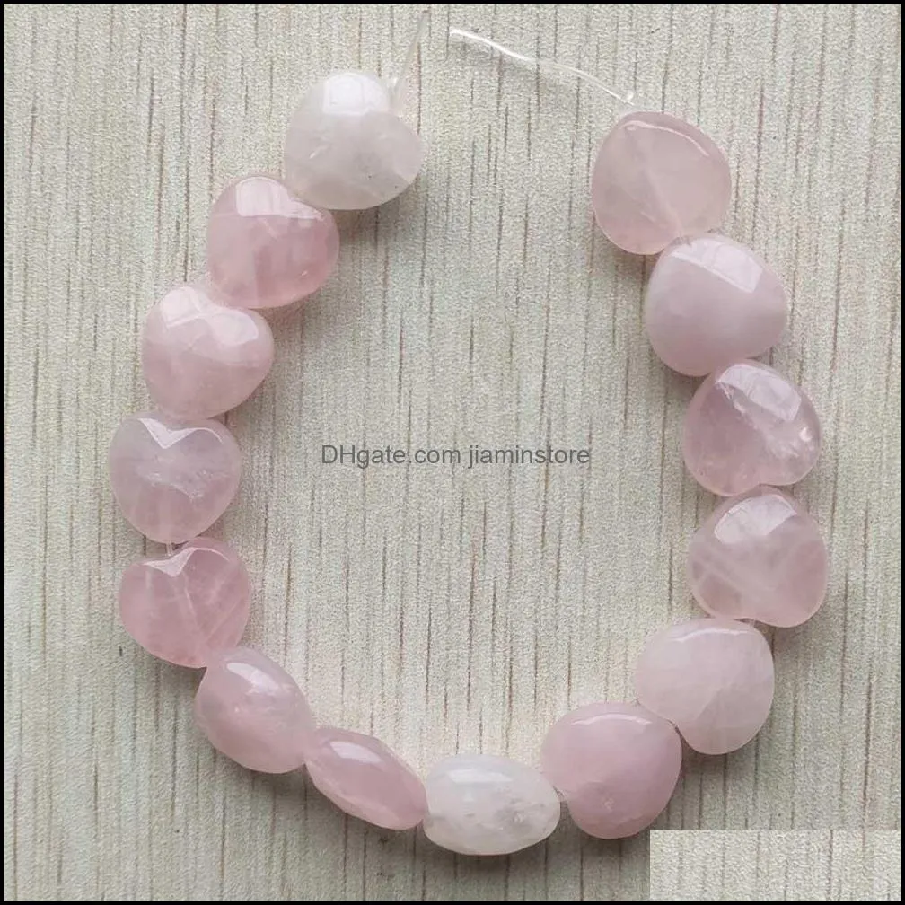 fashion 15mm heart natural pink rose quartz stone cut faceted beads for jewelry makin jiaminstore