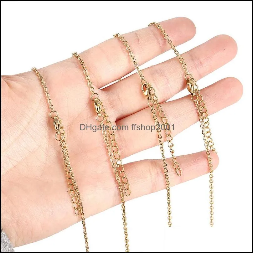 45cm stainless steel 18k gold plated chain necklace wholesal o chains fit diy pendant jewelry making bulk
