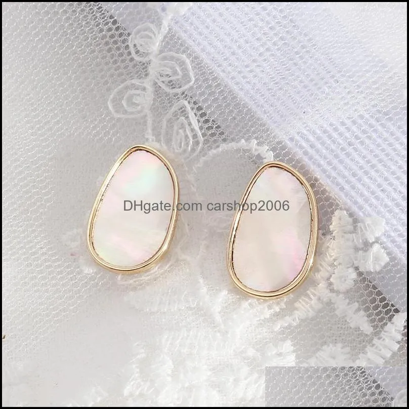 oval abalone shell paper stud earrings mini brand geometric simple earrings for women jewelry