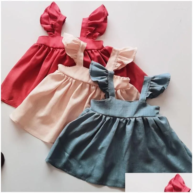 clothing sets summer 05yrs korean style baby girl set cotton linen solid color sleeve tshirt shorts kids clothes suit