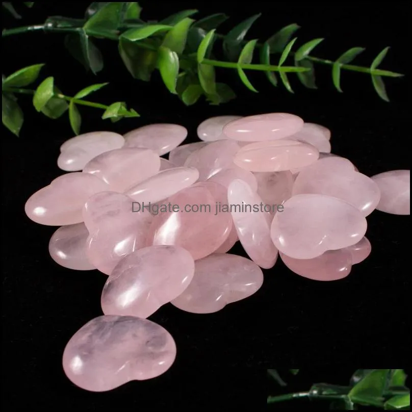 20x20x6mm heart statue natural stone carved decoration rose quartz hand polished healing crystal reiki trinket gift room o jiaminstore