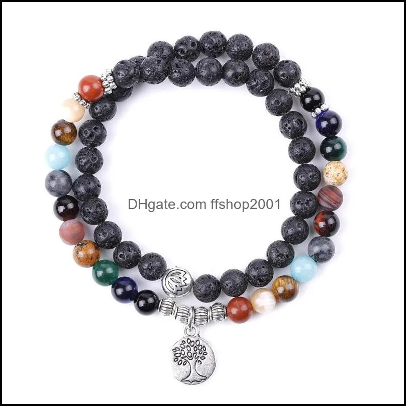 tree of life 6mm cosmic galaxy stone guard charm bracelet layers wrap women men blue sand long bracelets jewelry