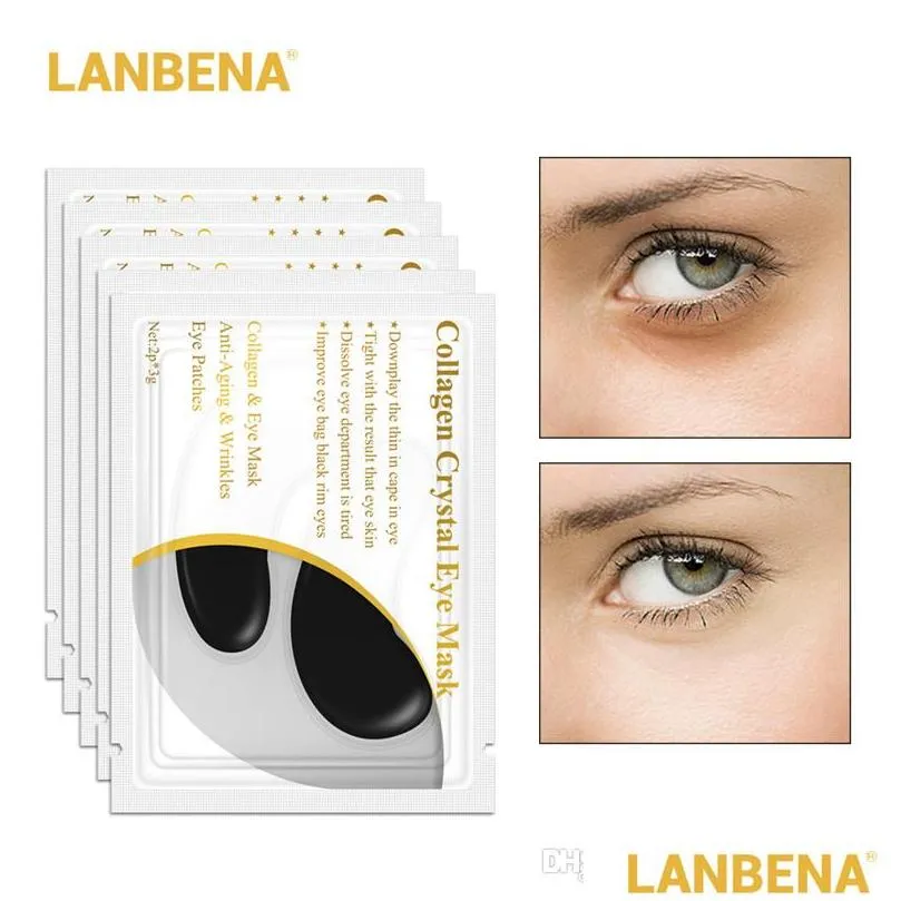 lanbena 1 pair crystal collagen eye mask eyees eye pads for repair dark circles remove gel mask